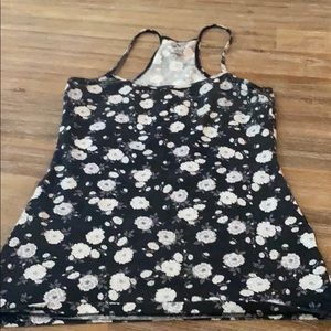 Floral print stretchy racer back tank top